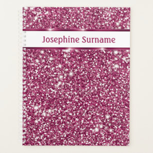 Agenda Textura de brillo rosa falso con texto personaliza