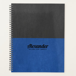 Agenda Textura de cuero falso azul y negro de pantalla di