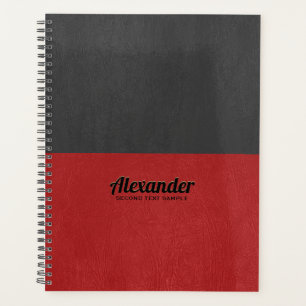 Agenda Textura de cuero falso rojo y negro de pantalla di
