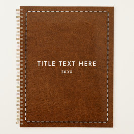 Agenda Textura de cuero marrón y ajuste