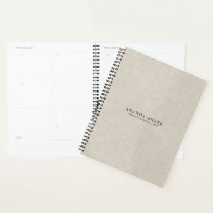 Agenda Textura de lino beige natural con tipografía gris