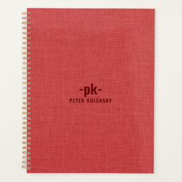 Agenda textura de lino rojo quemado tipografía simple bro