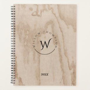 Agenda Textura de madera rústica monogramada Journa elega