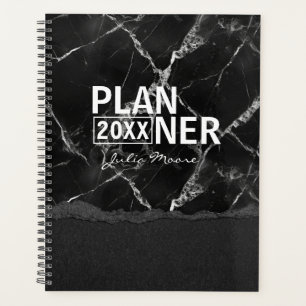 Agenda Textura de mármol negro personalizada