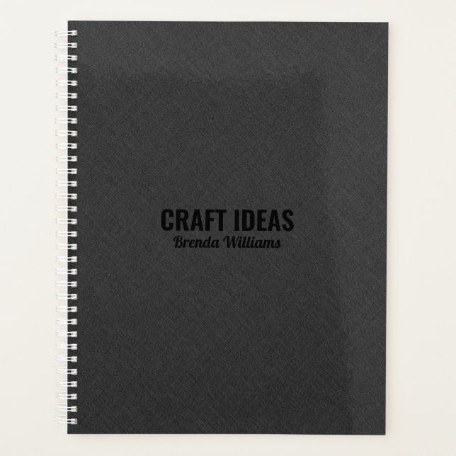 Agenda Textura gris oscuro de imitación de lino (Anverso)