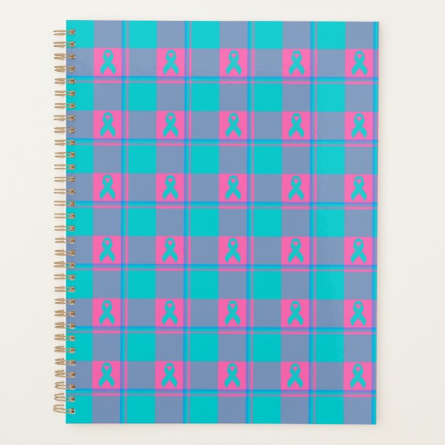 Agenda Thyroid Cancer Awareness Plaid Teal Ribbon (Anverso)