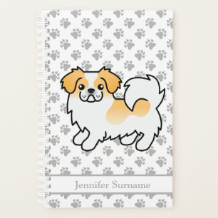 Agenda Tibetan Spaniel de color cervato y blanco con text