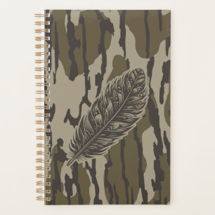 Agenda Tierras de Fondo de Pluma de Pavo Camuflaje Bosque