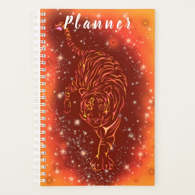 Agenda Tiger Planner Running At Galaxy Starry Night (Anverso)