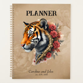 Agenda Tigre de vapor con Ilustracion de Rosas.
