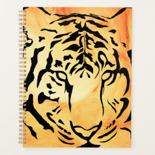 Agenda Tigre negro a rayas en un Naranja feroz