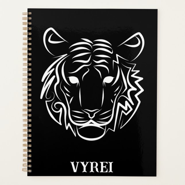 Agenda Tigre tribal blanco y negro (Anverso)