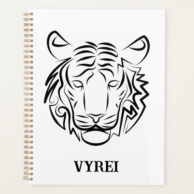 Agenda Tigre tribal blanco y negro (Anverso)