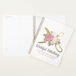 Agenda Tijeras de coser de oro y Rosas florales chic Shab