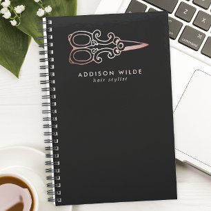 Agenda Tijeras de oro rosa vintage Logo de peluquero
