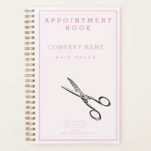 Agenda Tijeras retro - Libro de citas de peluquería rosa