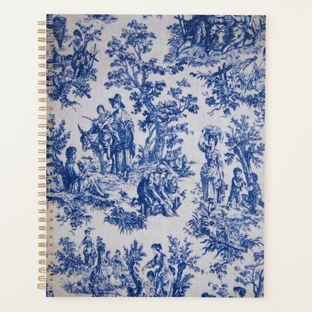Agenda Tile de jouy azul y blanco elegante (Anverso)