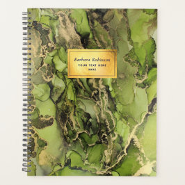 Agenda Tinta abstracta de oro negro verde etéreo
