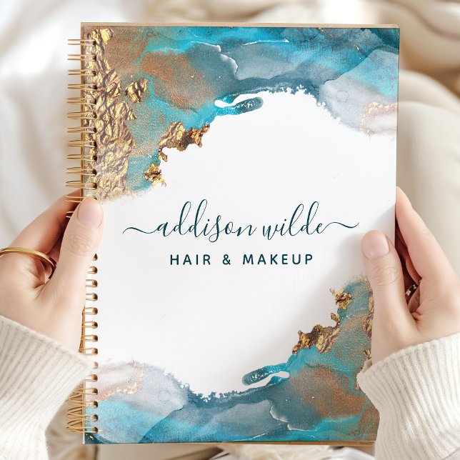 Agenda Tinta de acuarela líquida de arte moderno azul y d (Subido por el creador)