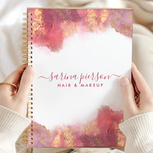 Agenda Tinta de acuarela líquida de arte moderno rosa y d