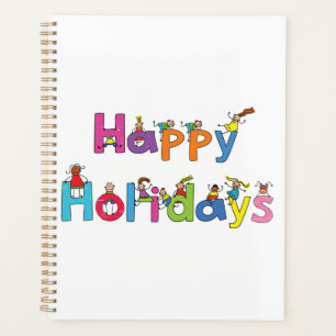 Agenda Tipografía de figura de palitos para felices fiest