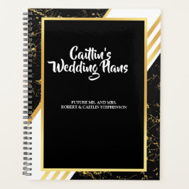 Agenda Tipografía de rayas de mármol de oro blacPlanner d