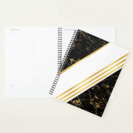 Agenda Tipografía de rayas de mármol de oro blacPlanner d