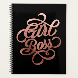 Agenda Tipografía Girl Boss de papel de oro rosa negro
