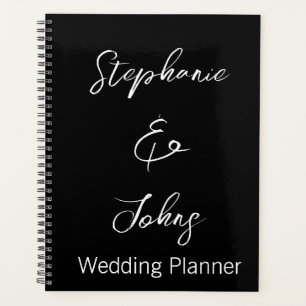 Agenda Tipografía Moderna Negra Blanca Boda de Moda