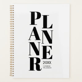 Agenda Tipografía Moderna Personalizada en Blanco y Negro