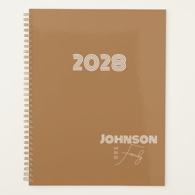 Agenda Tipografía retro de nombre familiar (Anverso)