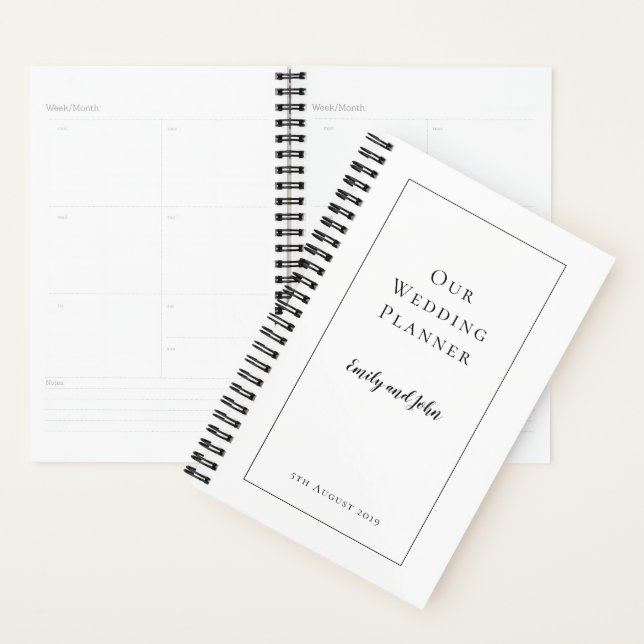 Agenda Tipografía simple negra y Boda de borde (Demostración)