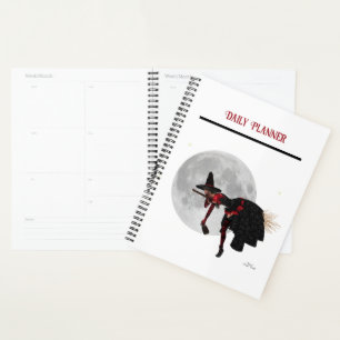 Agenda Tipsy Witch On Flying Broom Daily Planner