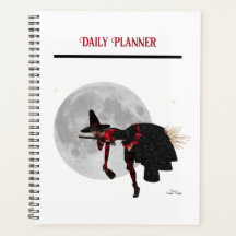 Tipsy Witch On Flying Broom Daily Planner