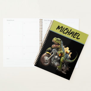 Agenda Tirannosauro Rex Dinosaurio en motocicleta