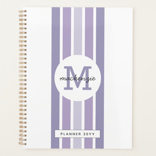 Agenda Tiras de sombra de lavanda monogramadas Personaliz (Anverso)