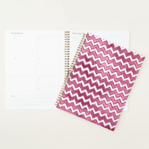 Agenda Tiras de Zigzag Blanco Rosa