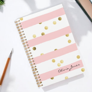 Agenda Tiras rosadas delgadas con el nombre de los puntos