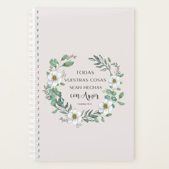 Agenda Todas vuestras cosas versículo biblia español (Anverso)