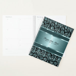 Agenda Tonos azules de damasco metálico y aluminio cepill