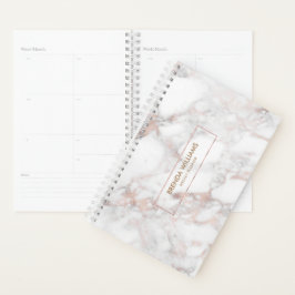 Agenda Tonos blancos y Rosas de oro Faux Marble
