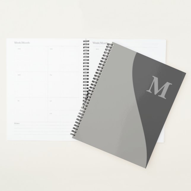 Agenda Tonos de gris con monograma (Demostración)
