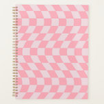 Agenda Tornillo de control retro con patín de lino rosado<br><div class="desc">Chequeras deformadas por Guay en tonos violeta pastel y rosa pastel. Un bonito diseño psicodélico retro que te lleva a la maravillosa tierra. Pizarra torcida,  ondulada,  baratija,  chequeos deformados,  un planificador de la adormidera de un estudiante de dormitorios a cuadros.</div>