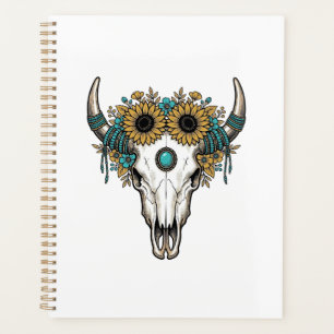 Agenda Toro Boho Calavera Girasol Occidental Vintage Grab