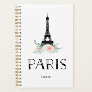 Agenda Torre Eiffel de moda y flores rosas Rubor París