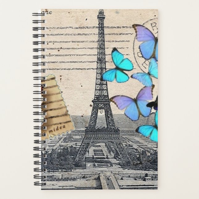 Agenda torre eiffel de parís de parís de mariposa azul ro (Anverso)