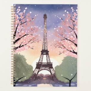 Agenda Torre Eiffel en Flor París Francia Acuarela