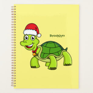 Agenda Tortuga alegre lindo con sombrero de Santa