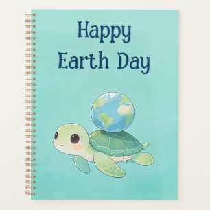 Agenda Tortuga del Día de la Tierra Feliz con Globo Terrá