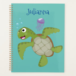 Agenda Tortuga marina verde suave feliz ilustracion perso